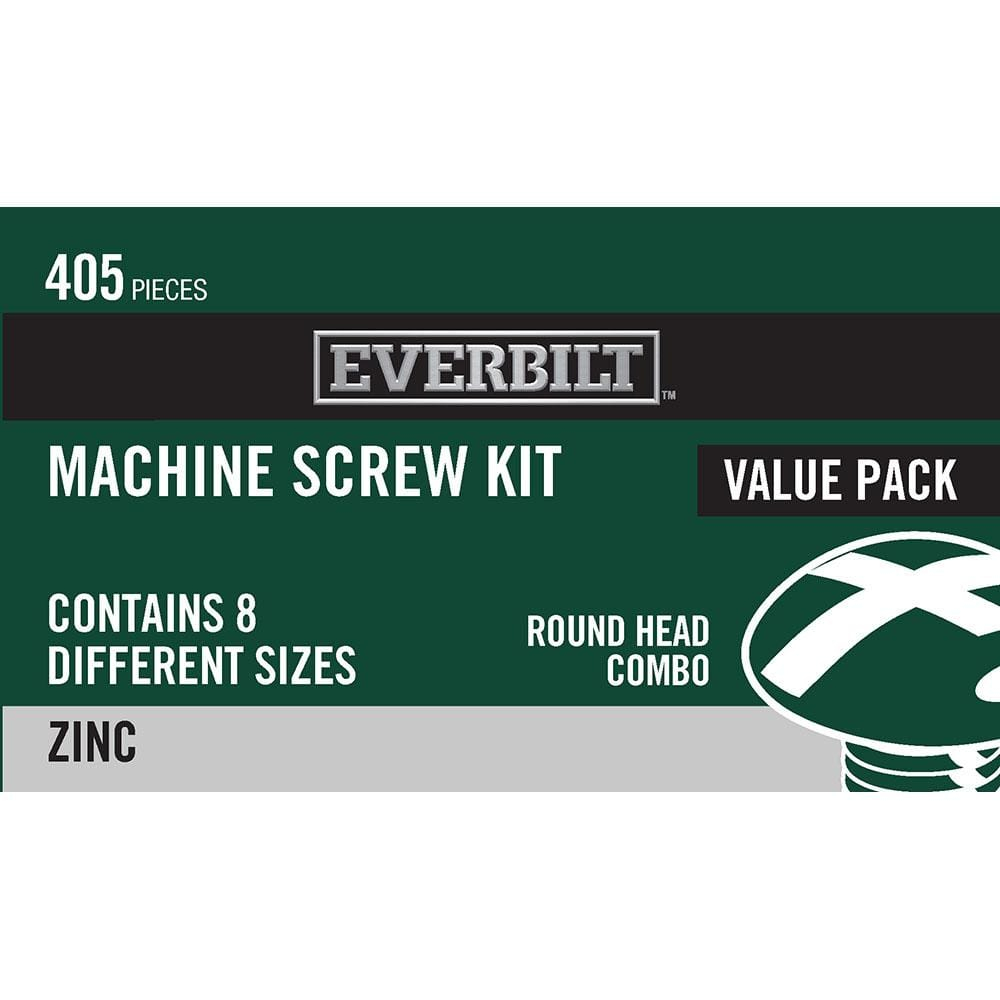 Everbilt 405 Pc Machine Screw Round Head Assorted Sizes Kit in Plastic Organizing Box 803264