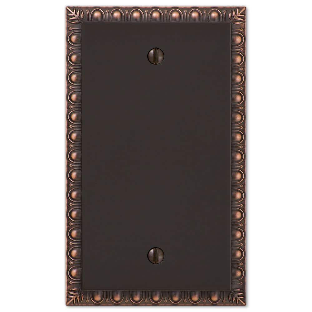 Amerelle 90BVB Egg & Dart Wallplate, 1 Blank, Cast Metal, Aged Bronze, 1-Pack