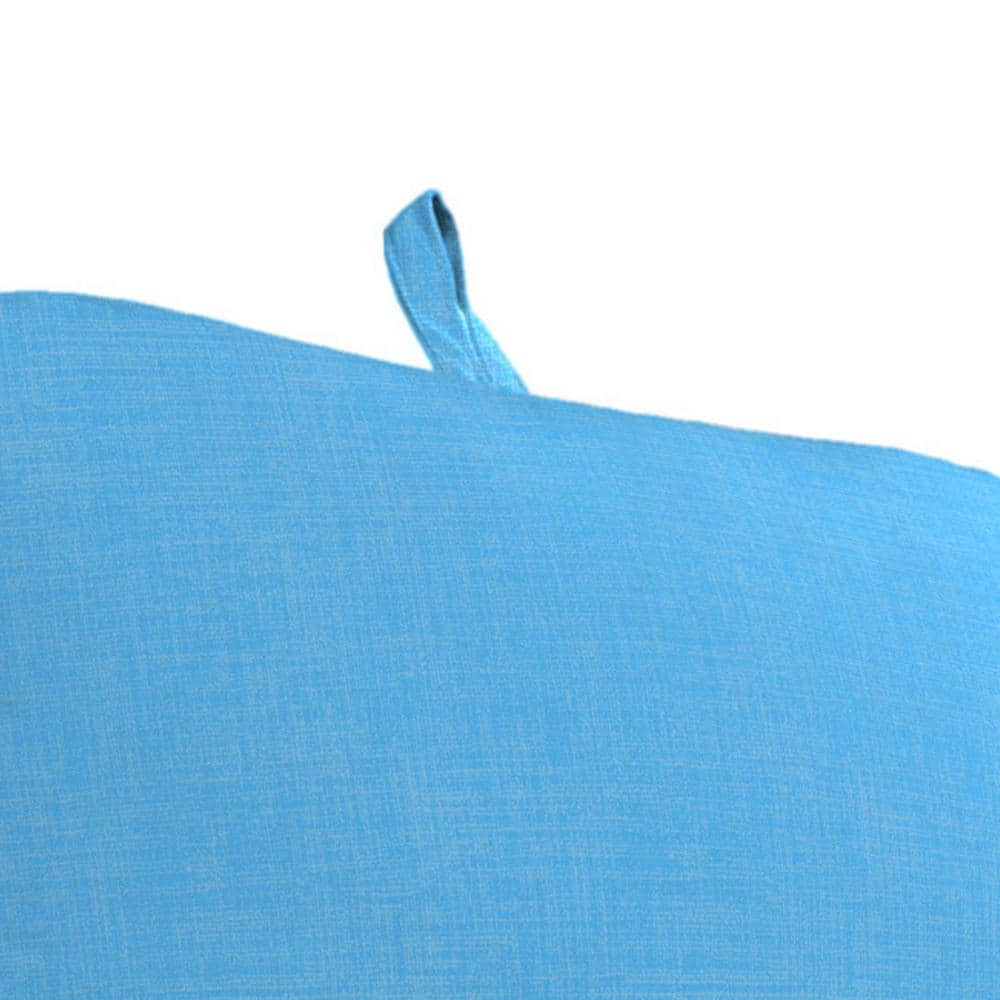 Jordan Manufacturing 74" x 22" Celosia Ice Blue Crosshatch Rectangular Outdoor Chaise Lounge Cushion with Ties and Hanger Loop