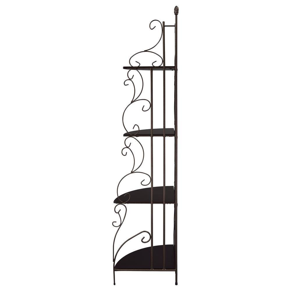 Coaster 4 Shelves Traditional Metal Corner Bookcase in Copper