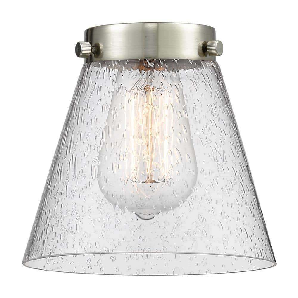 Cone 60-Watt 1 Light Polished Chrome Shaded Mini Pendant Light with Seeded glass Seeded Glass Shade