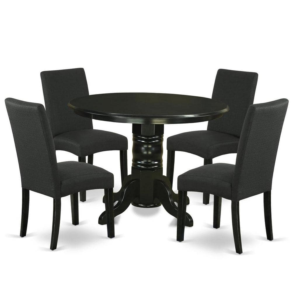 East West Furniture Shelton 5-piece Wood Dining Set in Black