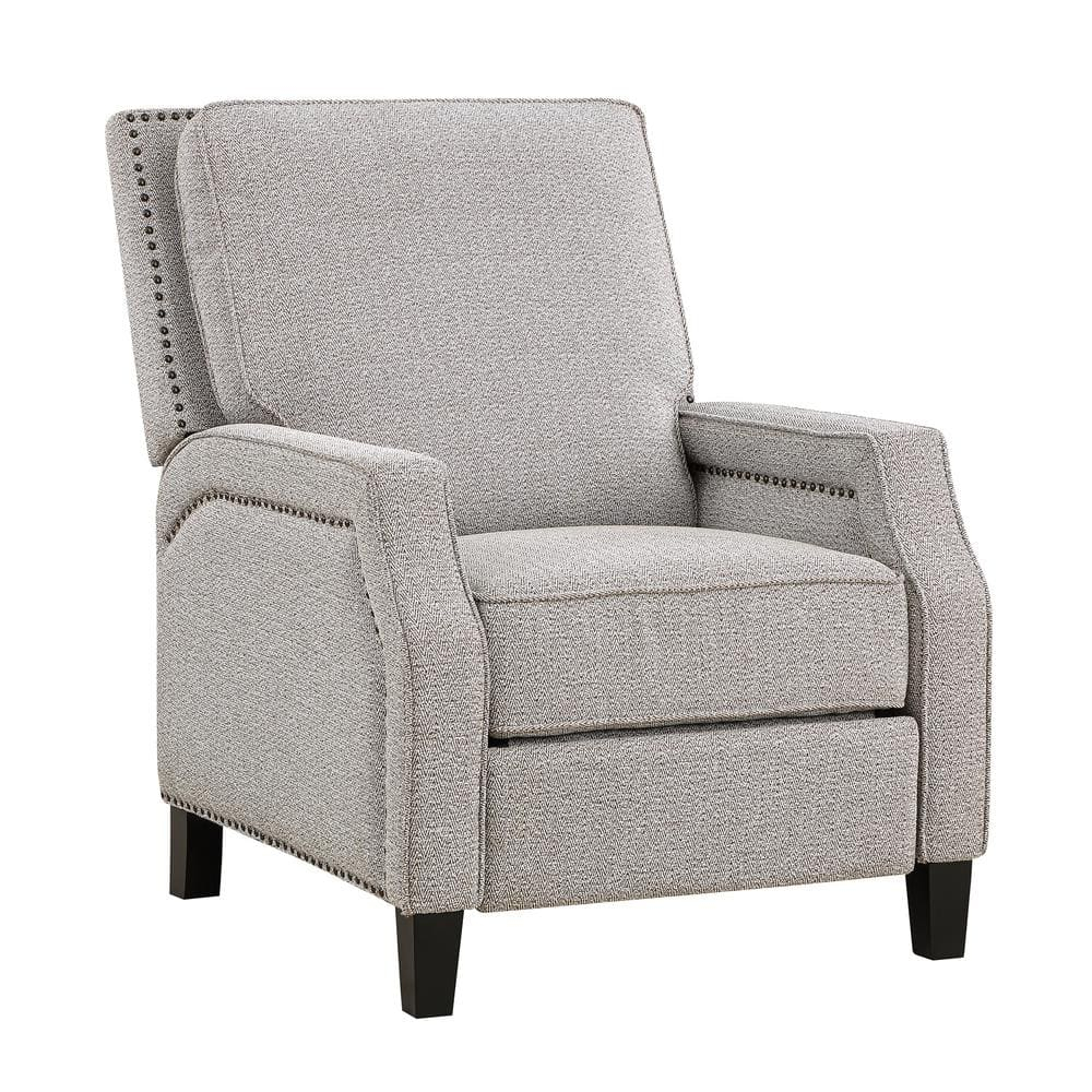 Lexicon Berenson Fabric Upholstered Push Back Living Room Solid Wood Frame Recliner Coconut Color