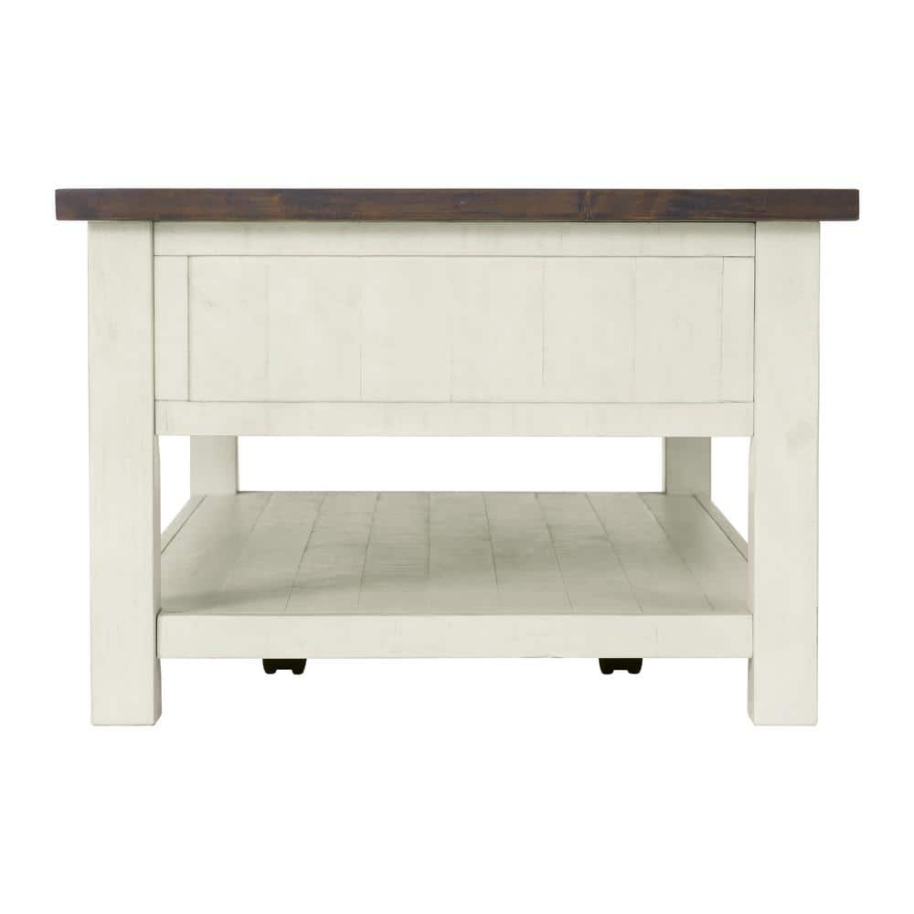 Martin Svensson Home Monterey 50" Coffee Table, Cream White and Brown