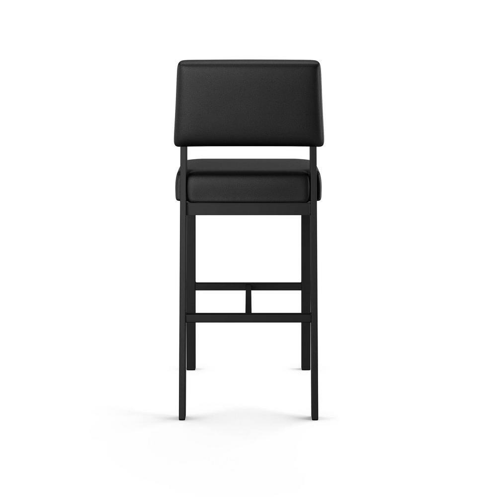 Amisco Avery 26 In. Counter Stool - Black Faux Leather / Black Metal