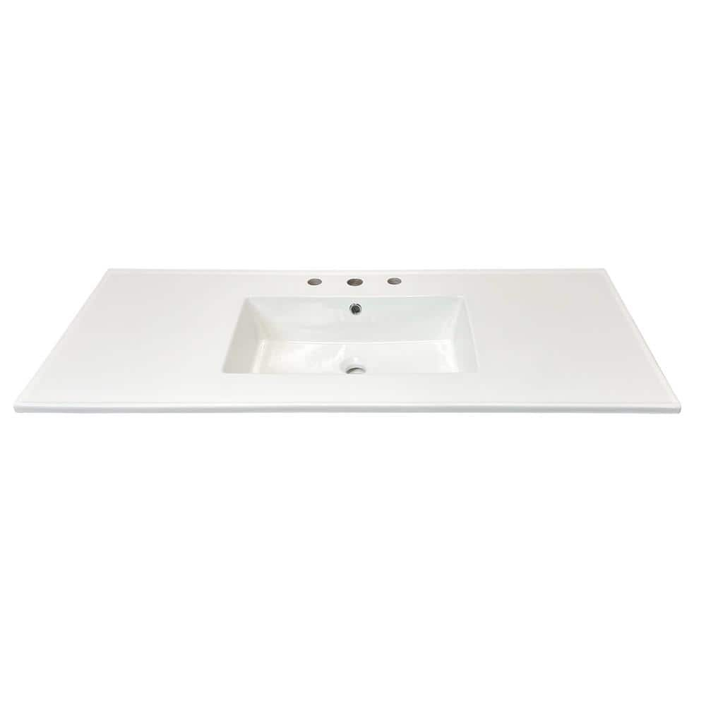 49 in. Drop-in Vitreous China Bathroom Sink Top in White with 3-Faucet Holes