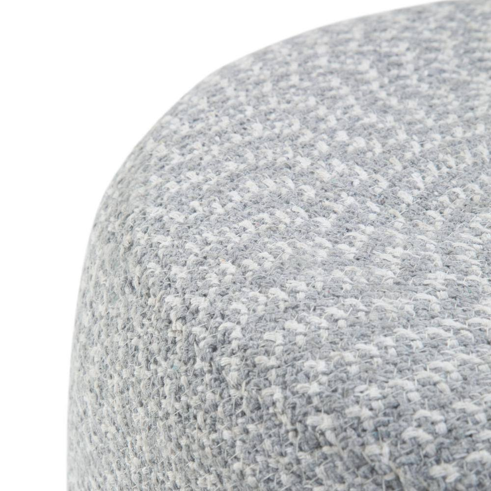 SIMPLIHOME Bayley Boho Round Braided Pouf in Blue, Natural Cotton for the Living Room, Bedroom and Kids Room