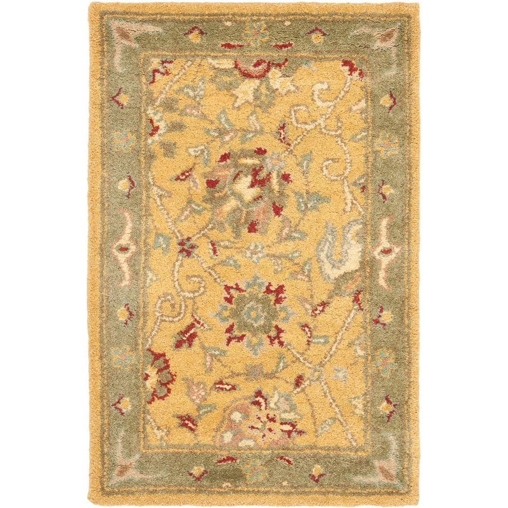SAFAVIEH Antiquity Lilibeth Traditional Floral Wool Area Rug, Gold, 2'3" x 4'