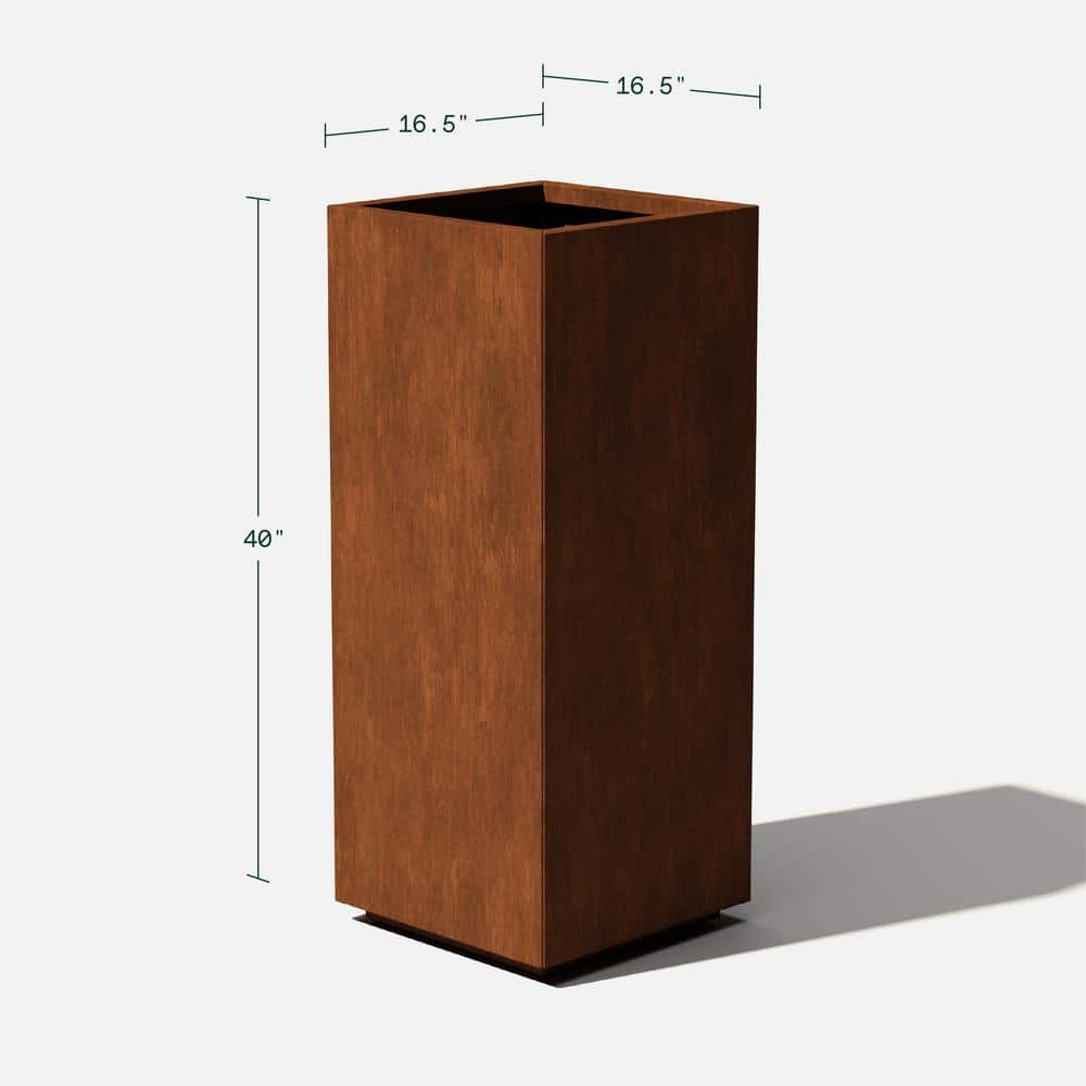 Tall Rust Corten Steel Outdoor Pedestal Planter