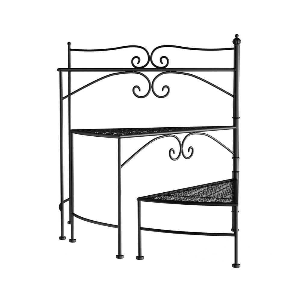 Pure Garden 3-Tier Metal Plant Stand  Indoor or Outdoor Folding Spiral Stair Display (Black)