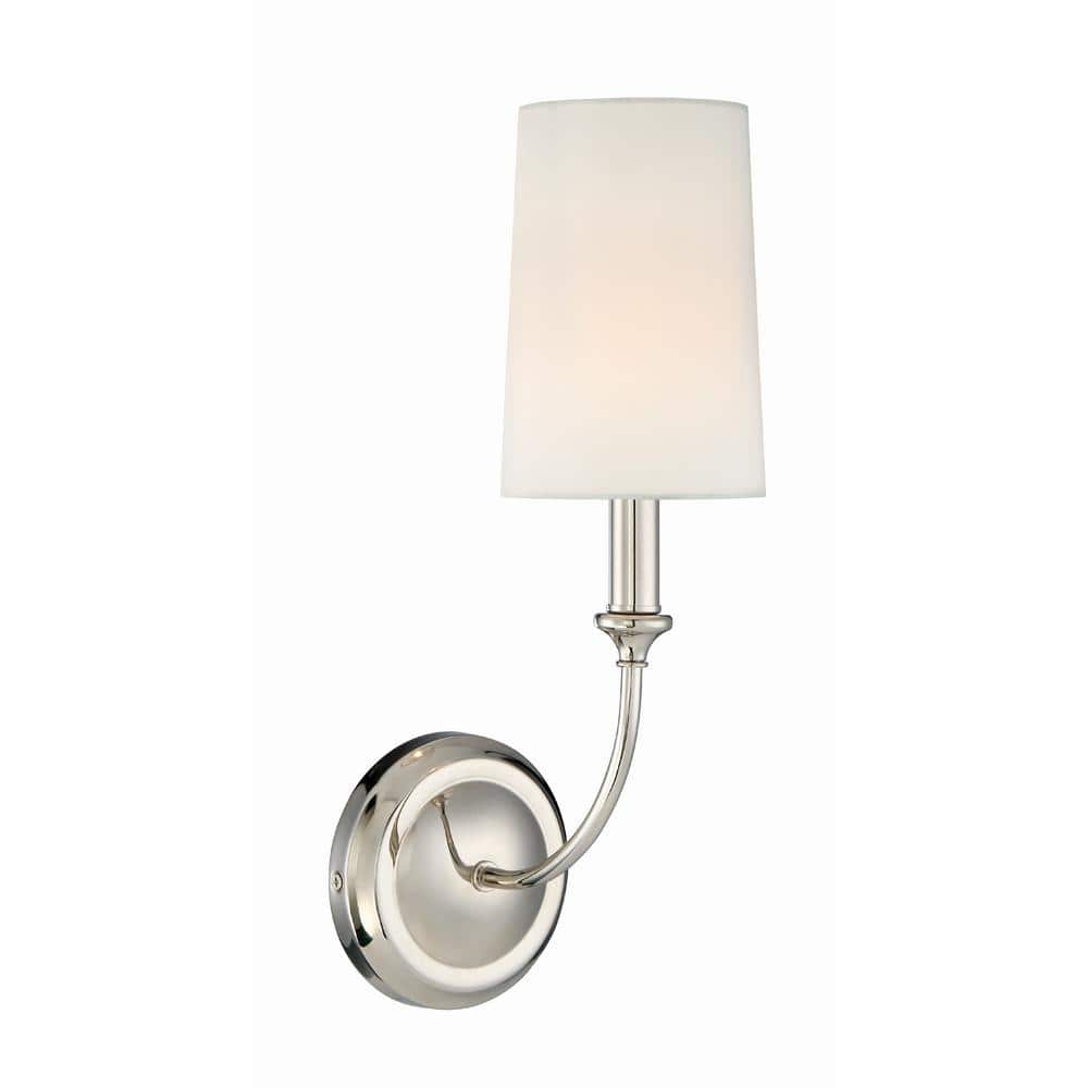 Sylvan Polished Nickel Dimmable Sconce with White Silk Shade