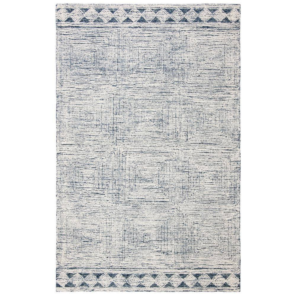 SAFAVIEH Abstract Augustine Geometric Wool Area Rug, Ivory/Navy, 10' x 14'
