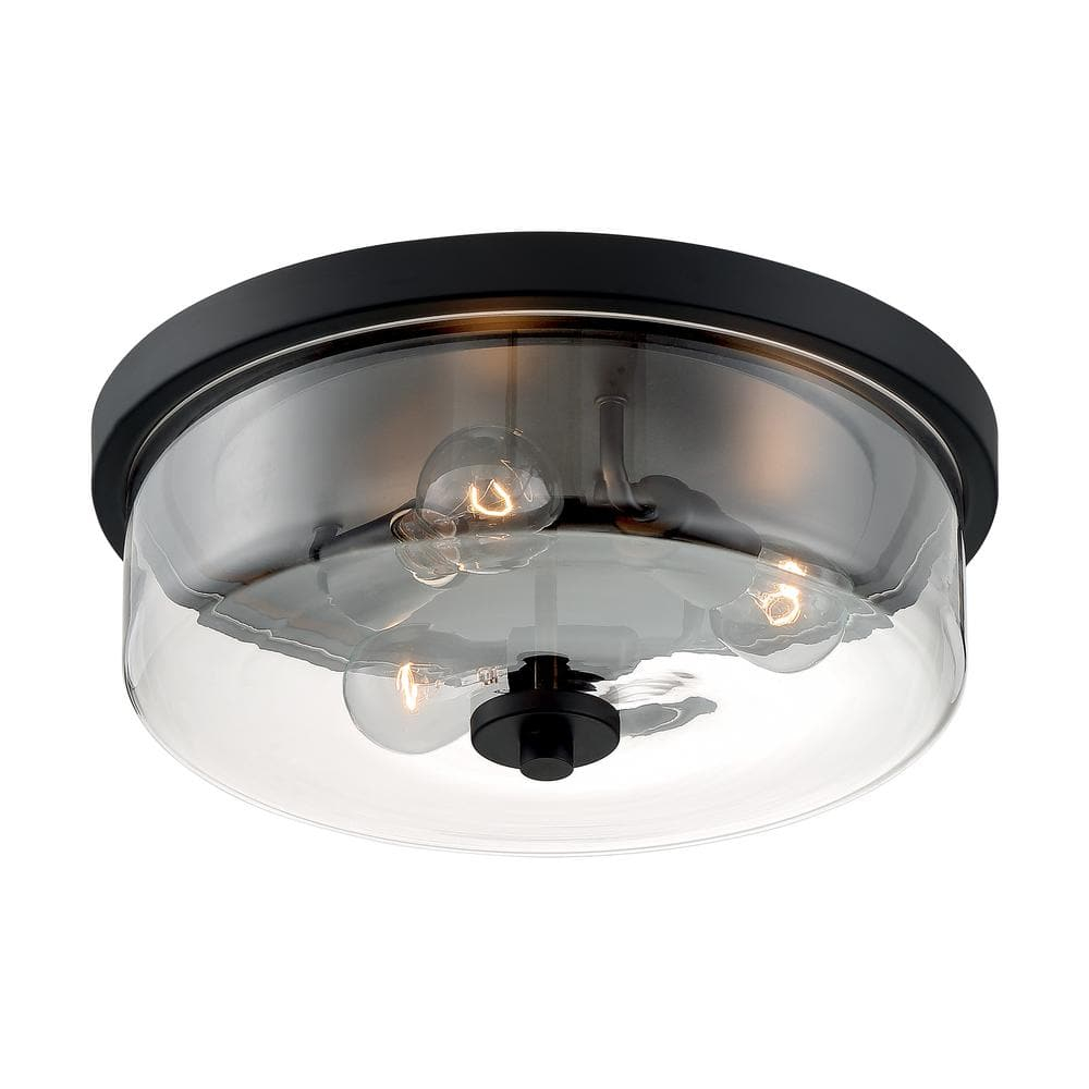 Sommerset Matte Black 15" Contemporary Flush Mount Light