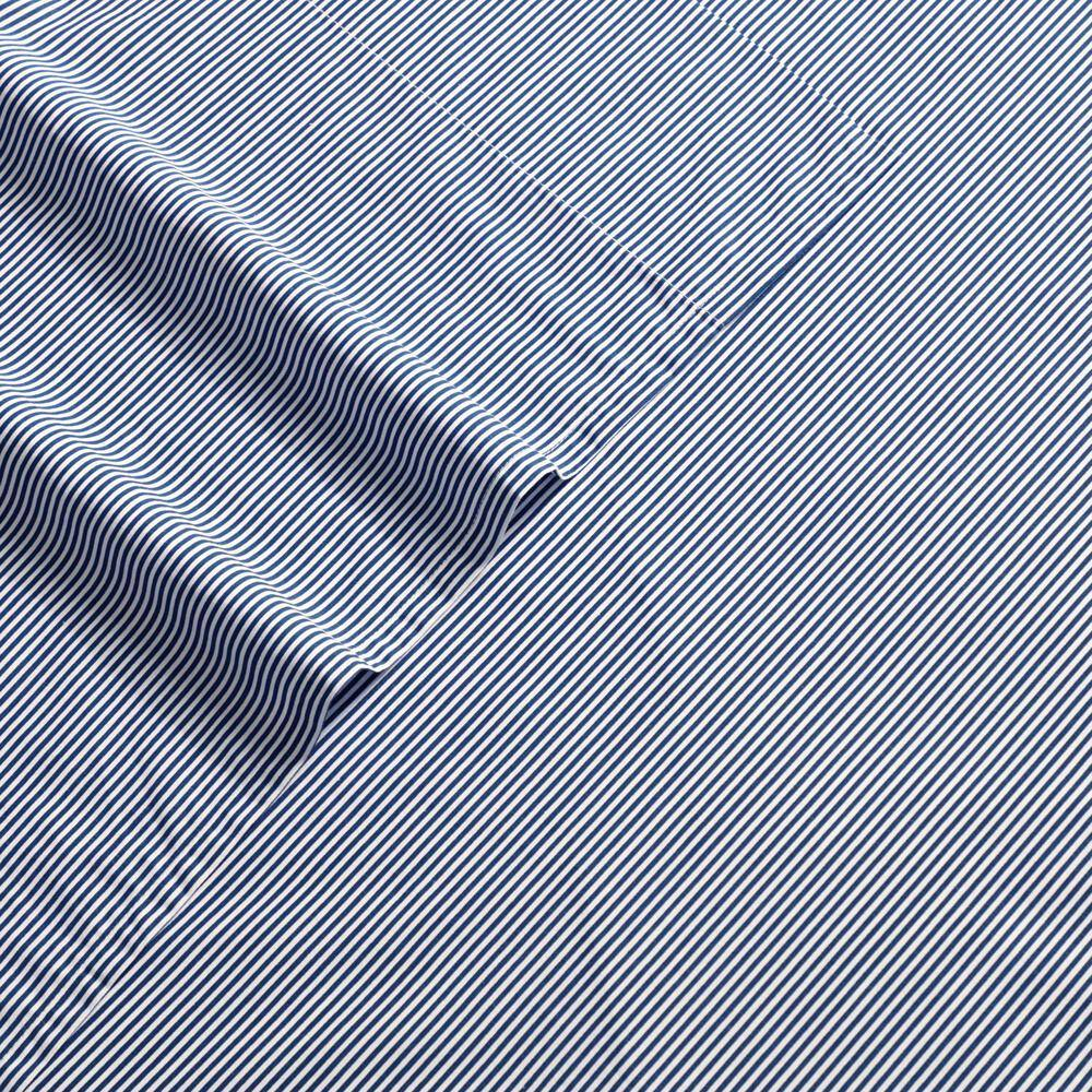 Nautica - King Sheet Set, Lightweight & Breathable Cotton Percale Bedding Set with Matching Sham(s), Crisp & Cool Bedding Essentials, Oeko-Tex Certified (Penny Pinstripe Navy, King)