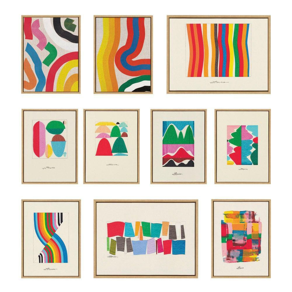 Kate and Laurel Sylvie Embrace The Excess Framed Canvas Wall Art by Amber Vittoria, 18x24 White, Modern Abstract Colorful Geometric Art for Wall Decor