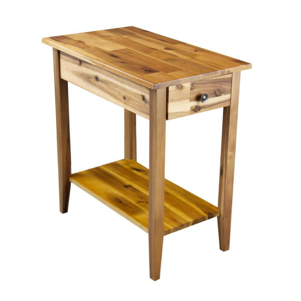 Casual Contemporary Living 2-Tier Solid Acacia Recliner Table with Drawer - Natural