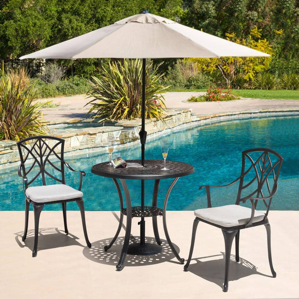 15 in. x 16 in. Outdoor Patio Chair Seat Cushion in Gray (2-Pack)