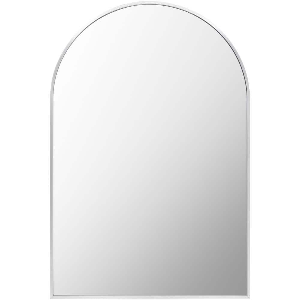 Elegant Arched Wood Frame Mirror in Brushed Silver and Gold