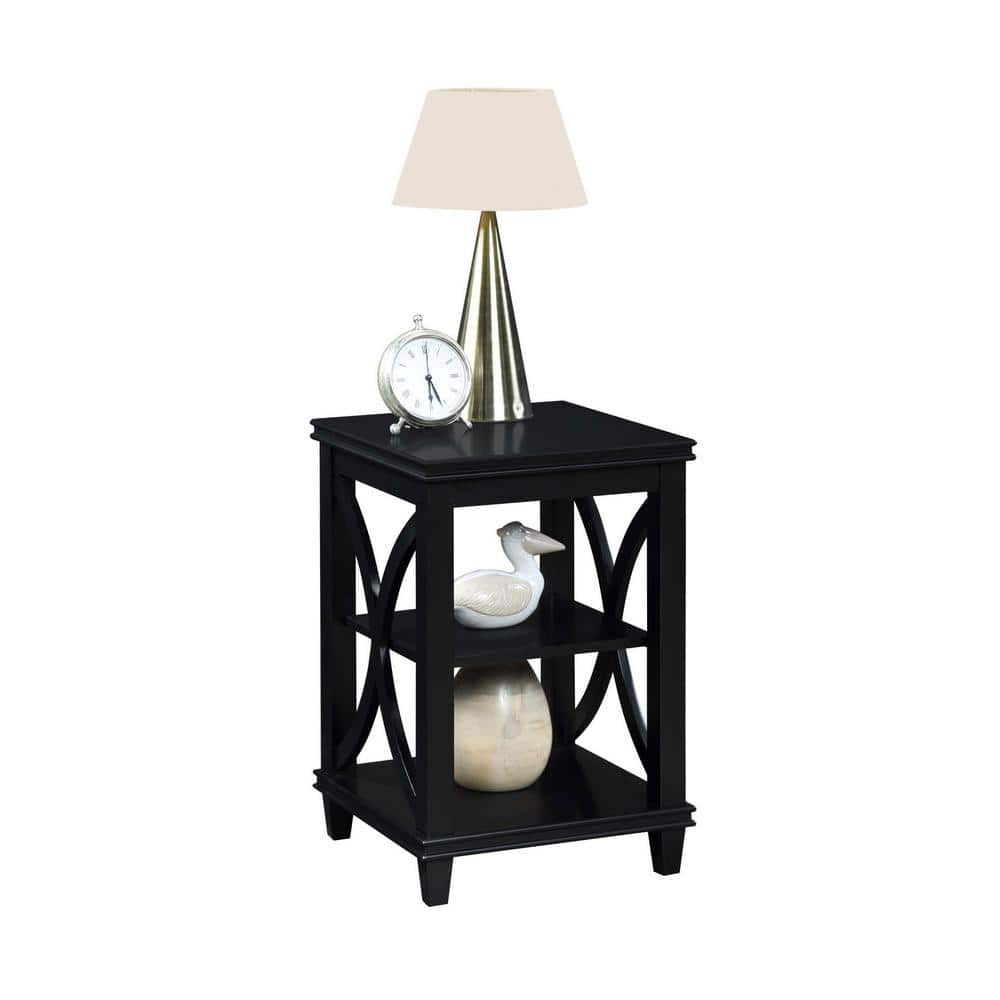 Convenience Concepts Florence 24" x 16" End Table with Shelves, Black