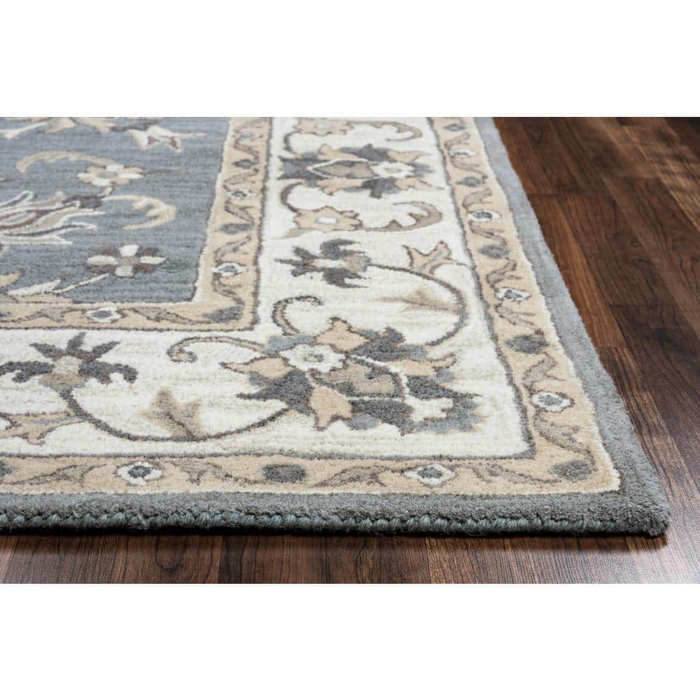 Liberty Grey Hand-Tufted Wool Rectangular Rug 5' x 8'
