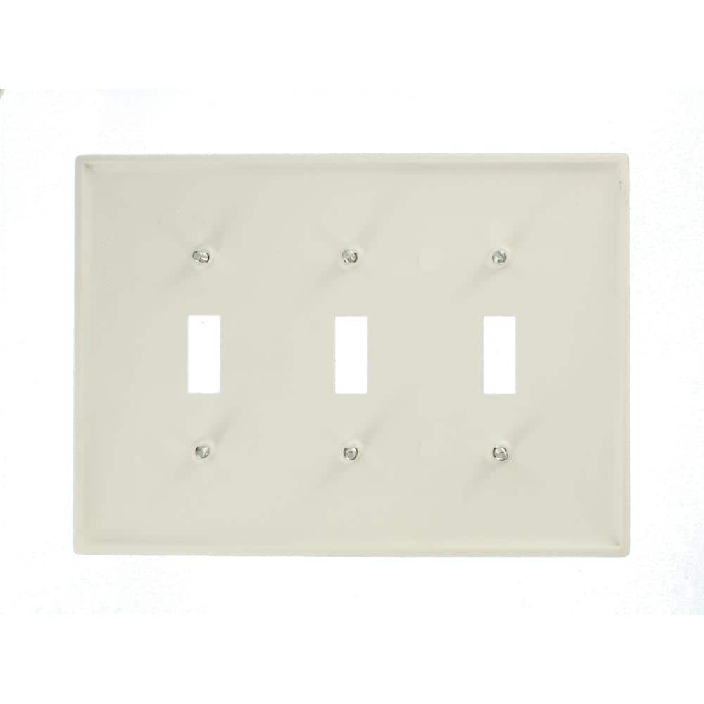 Leviton PJ3-W White Midway Nylon Three Gang Toggle Light Switch Wall Plate
