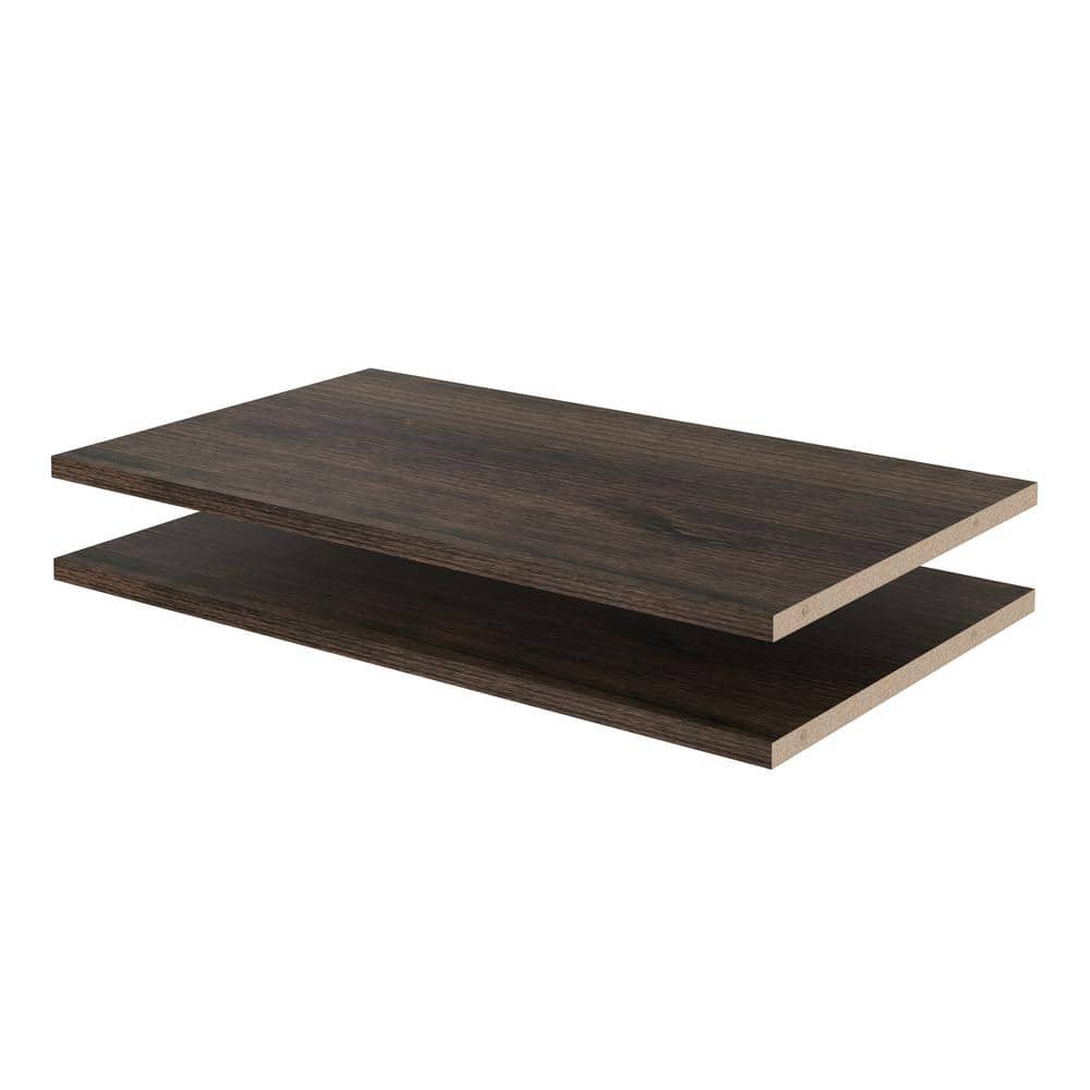 Drevy RS1423-TON Wood 24 Inch Organizer Shelf Accessory Compatible with Drevy Closet Systems for Additional Storage, Truffle Brown (2 Pack)