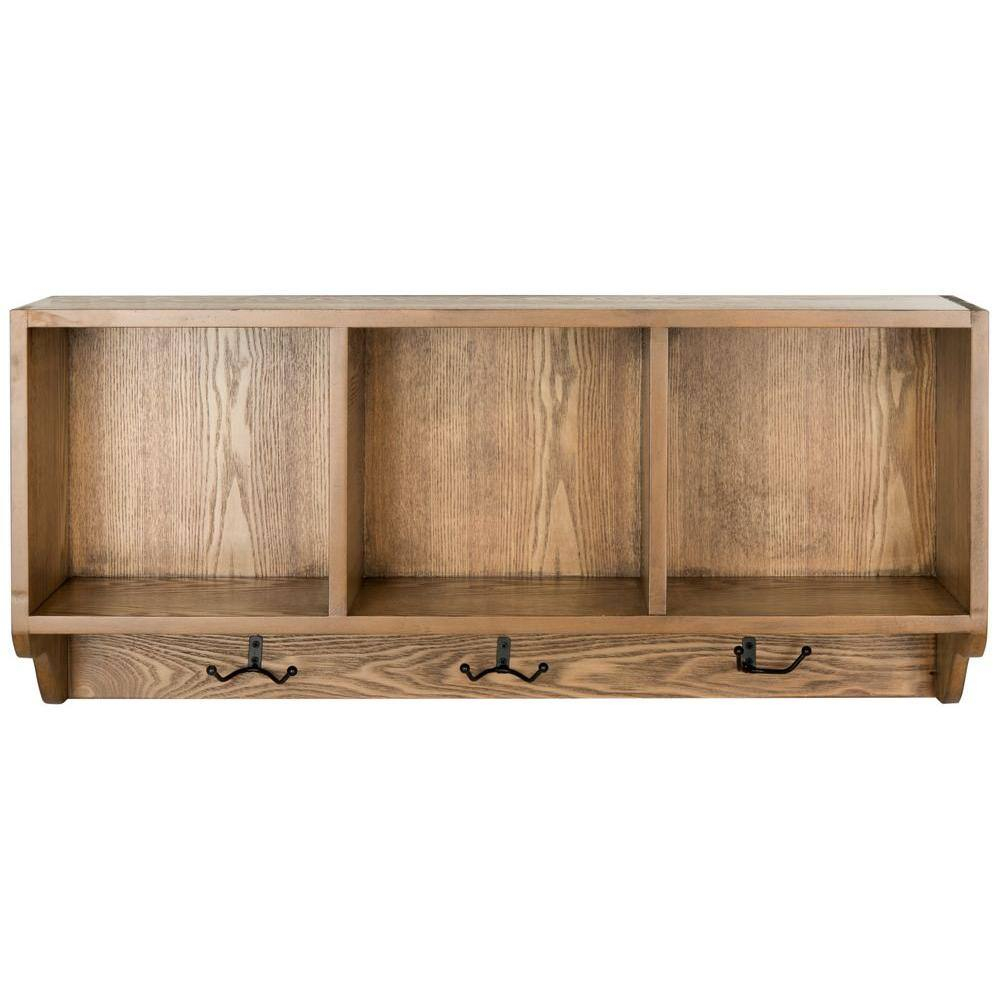 Alice Wall Shelf With Storage Compartments - Oak - Safavieh
