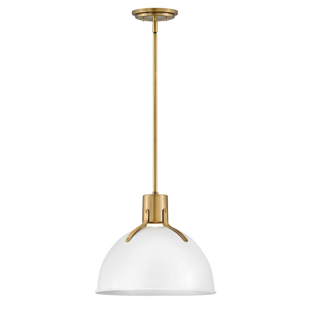 Argo Polished White 14" LED Bowl Pendant with Vintage Industrial Design