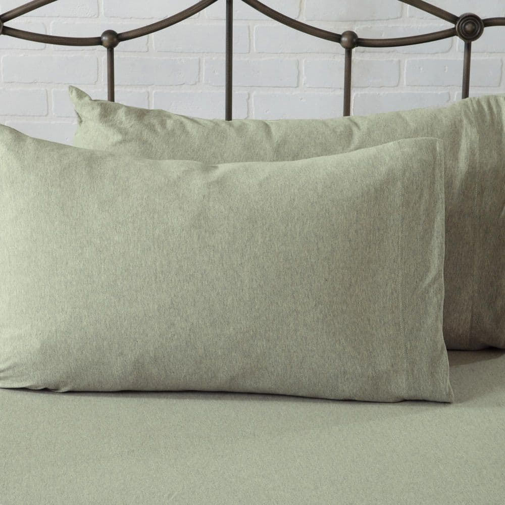 Heathered Eucalyptus Green Cotton Blend Twin Jersey Sheet Set
