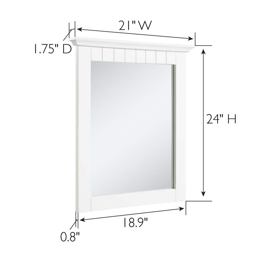 QINBI 541581-WHT Cottage Rectangle Wall Accent Traditional Wood Framed – Living Room, Bedroom, Bathroom Vanity Mirror, 24" H X 21" L, White