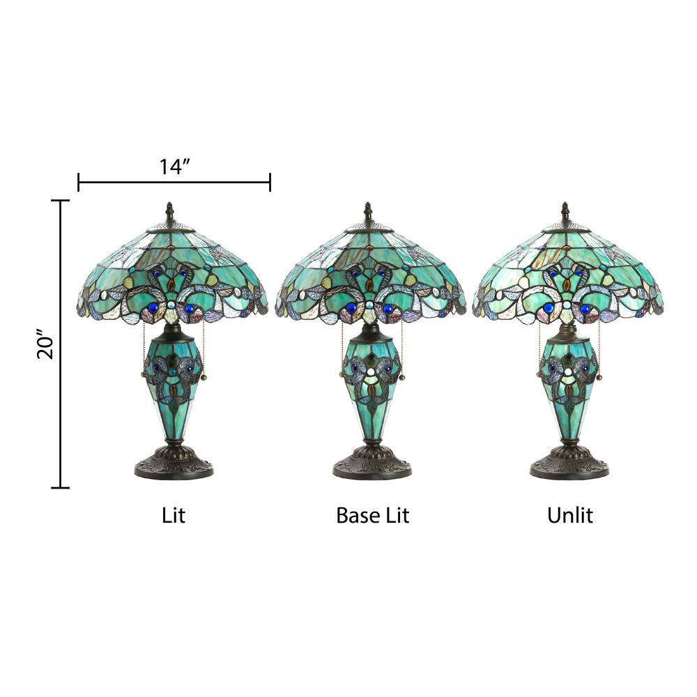 Harlow 20" Green Stained Glass Dome Accent Lamp