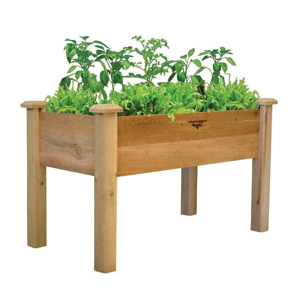 Gronomics Western Red Cedar Elevated Garden Bed 24 x 48 x 32 Inches, Unfinished