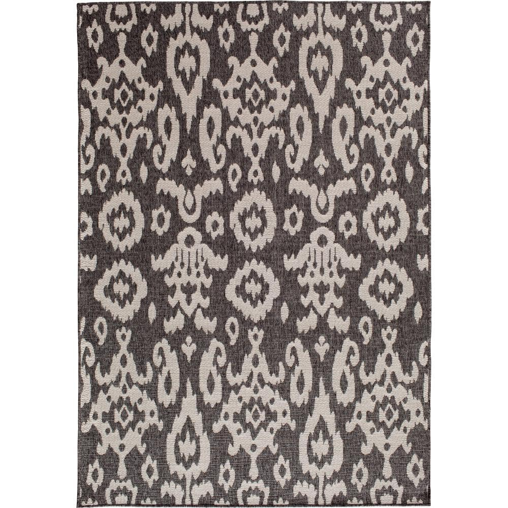 Loomaknoti New Zealand Tk 5' x 7' Ikat Indoor/Outdoor Area Rug , Gray