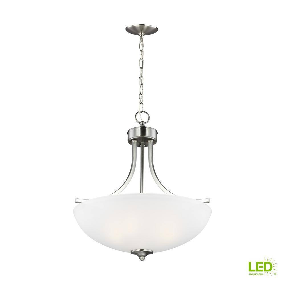 Geary 18" Brushed Nickel LED Pendant with Satin Etched Glass