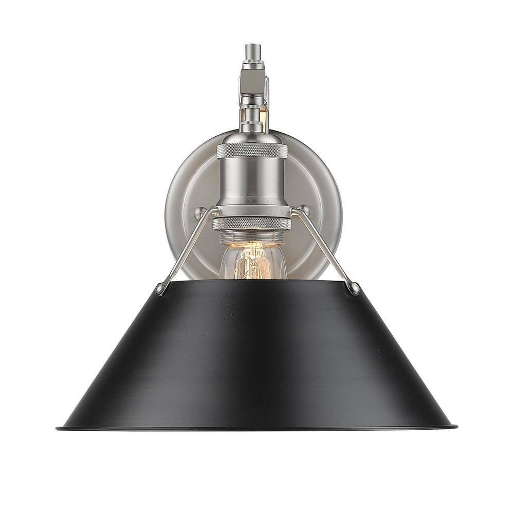 Golden Lighting Orwell 1-Light Wall Sconce in Pewter with Black