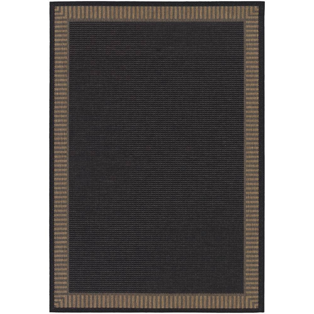 Black Synthetic Flat Woven Reversible Area Rug 70" x 110"