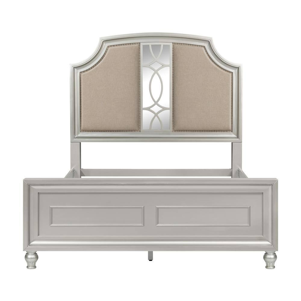 New Classic Furniture Reflections 4-Pc Wood Queen Bedroom Set (B/Dr/Mr/Ch), Silver