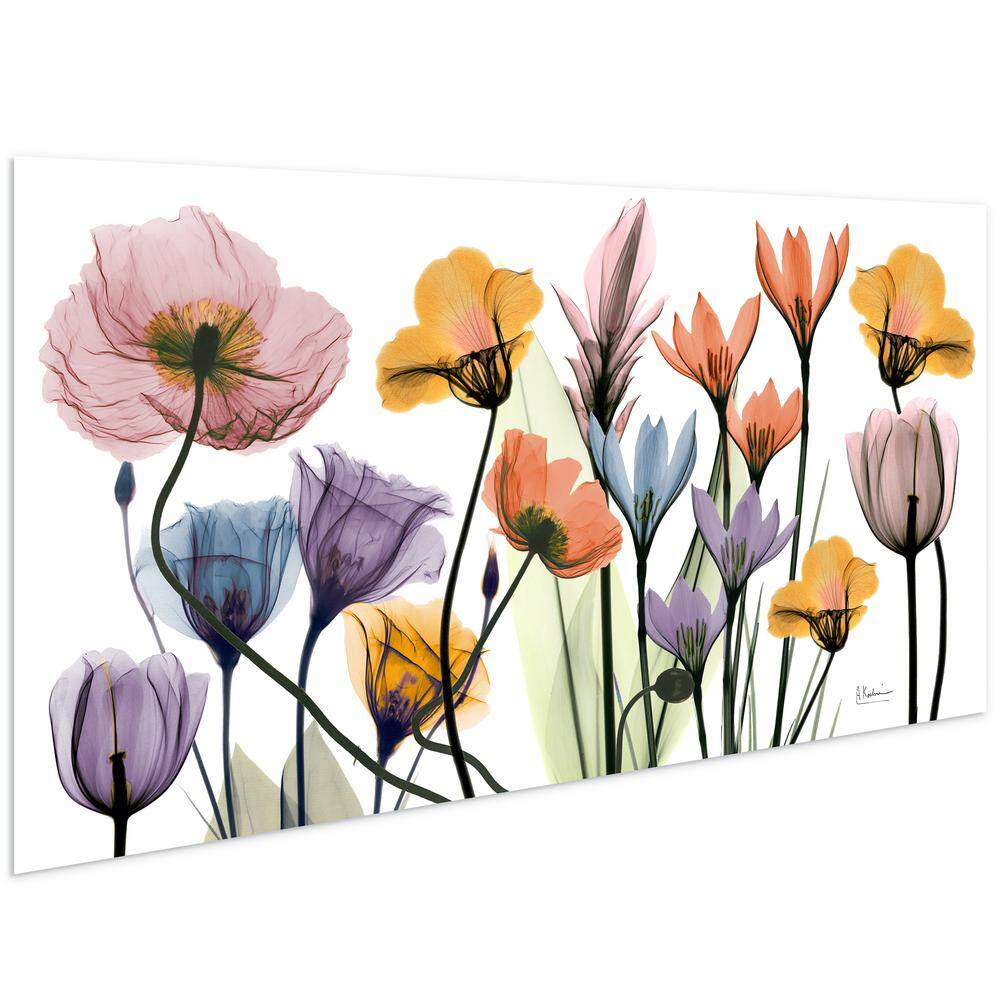 "Flowerscape Portrait" Frameless Free Floating Reverse Printed Tempered Art Glass Wall Art, 24 in. x 48 in.