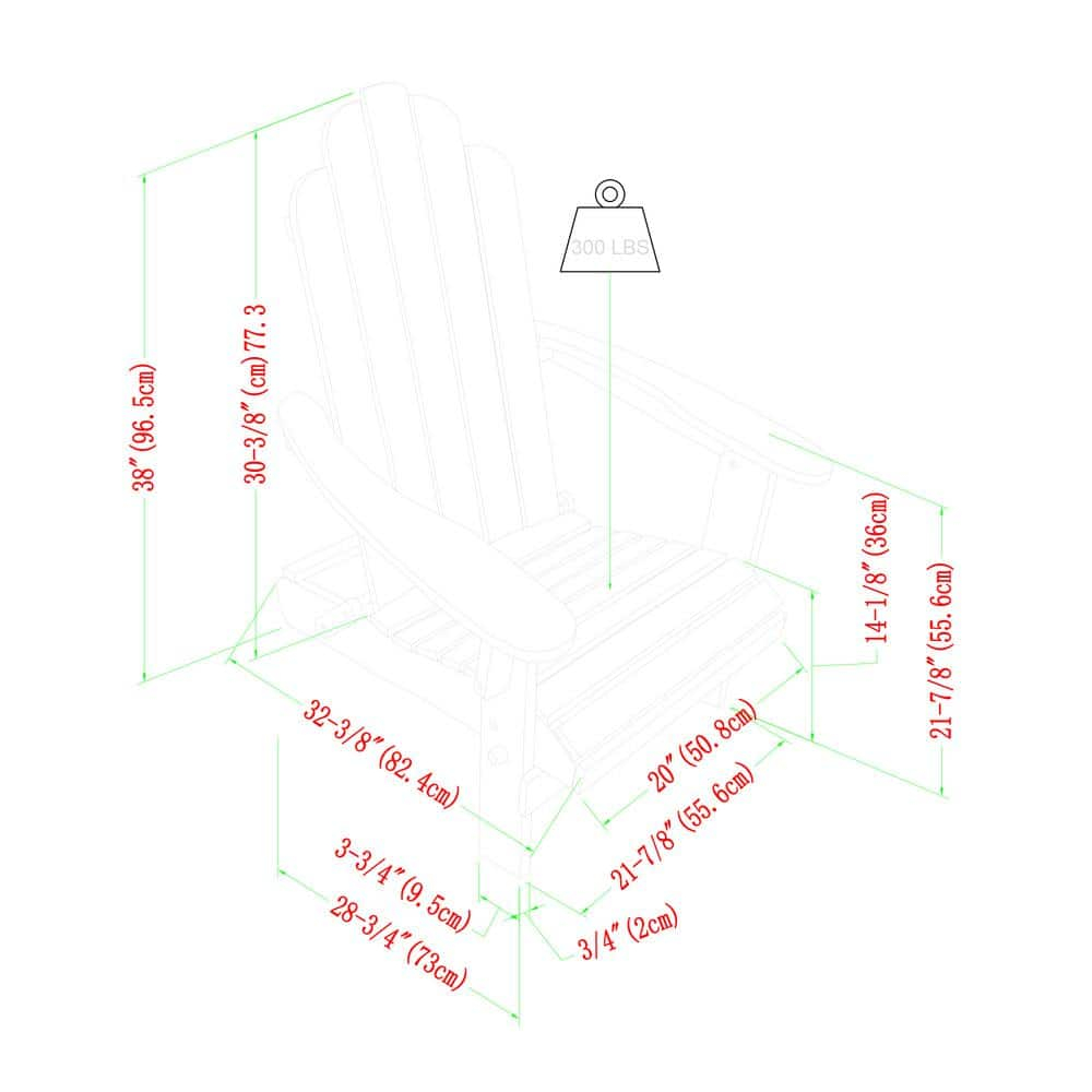 Foldable Acacia Wood Adirondack Chair for Outdoor Patio