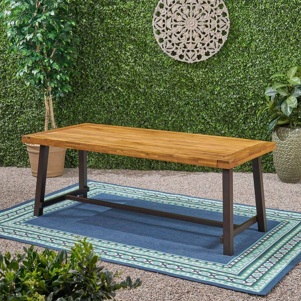 Carlisle Teak Brown Rectangular Acacia Wood Outdoor Patio Dining Table