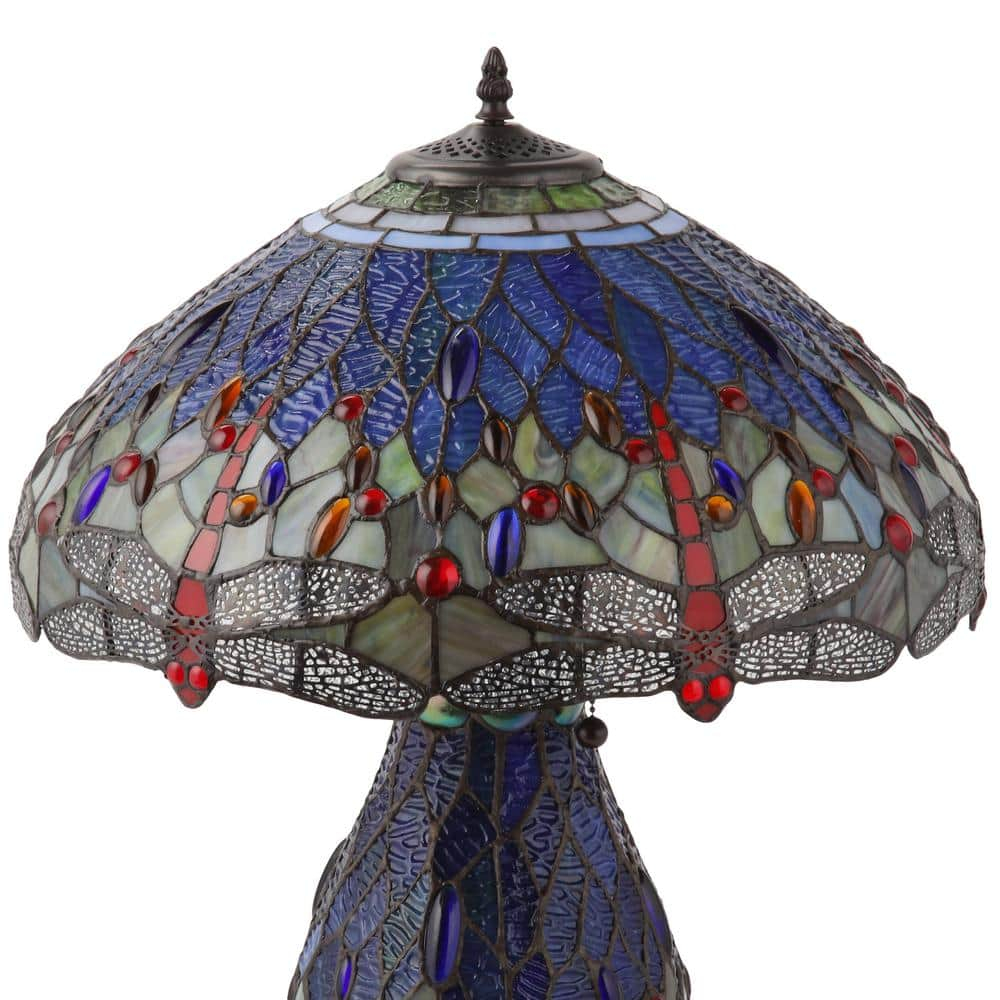 Tiffany-style Dragonfly Lamp with Lighted Base