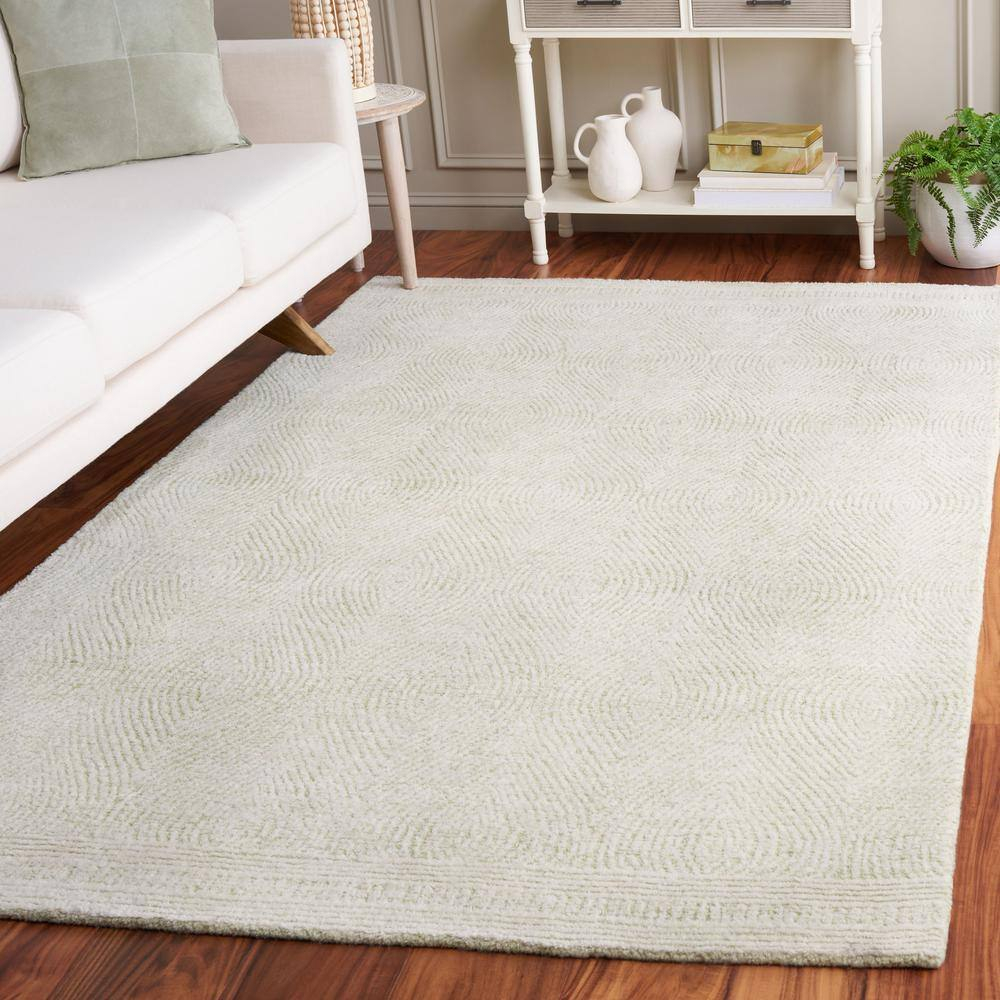 SAFAVIEH Abstract Caelestinus Ogee Wool Area Rug, Green/Ivory, 5' x 8'