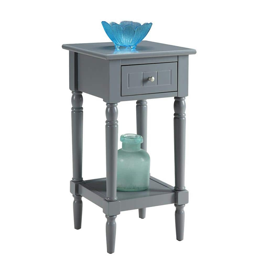 Gray Rectangular Wood Accent Table with Storage