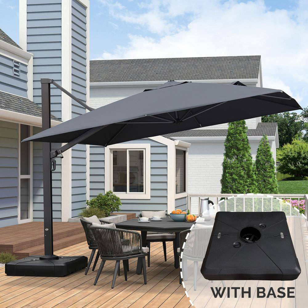 PURPLE LEAF 11 FT Square Patio Umbrella Large Cantilever Outdoor Aluminum Offset Umbrella with 360-degree Rotation for Garden Deck Backyard Pool, Grey
