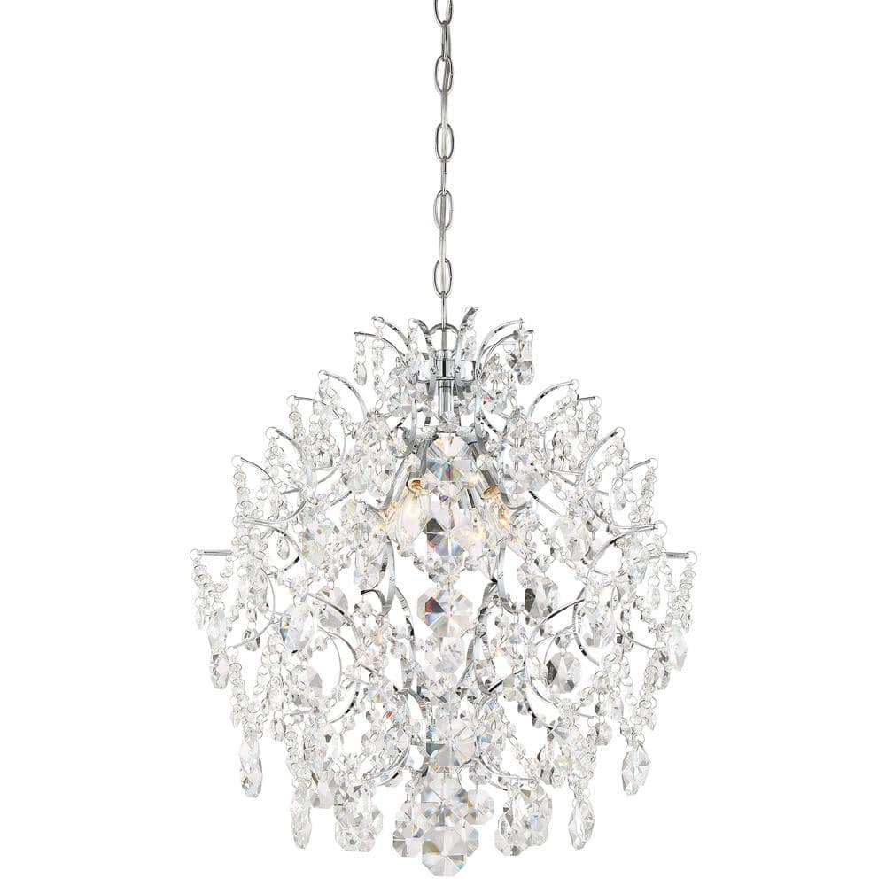 Isabella's Crown Mini Chandelier 4 Light Chrome Crystal In Traditional Style 20.75 Inches Tall By 18 Inches Wide     -Traditional Installation Minka