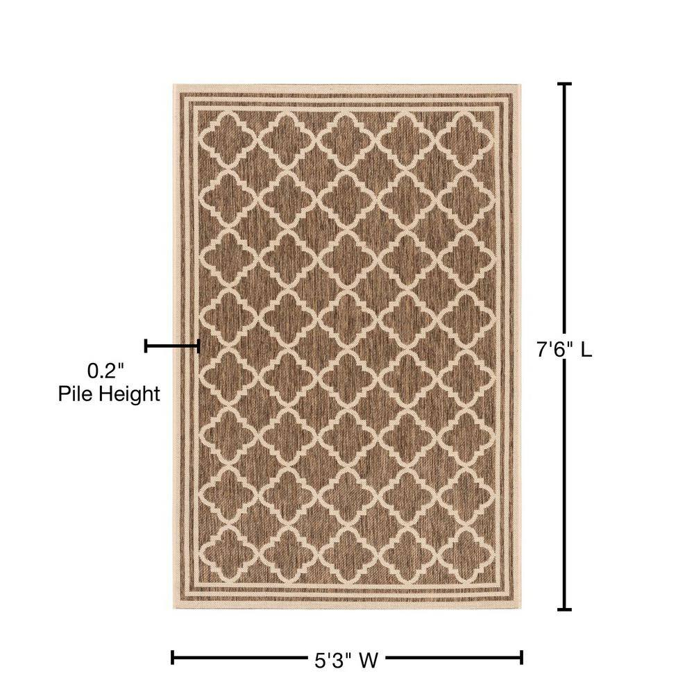 SAFAVIEH Beach House Nima Trellis Indoor/Outdoor Area Rug Beige/Cream, 5'3" x 7'6"