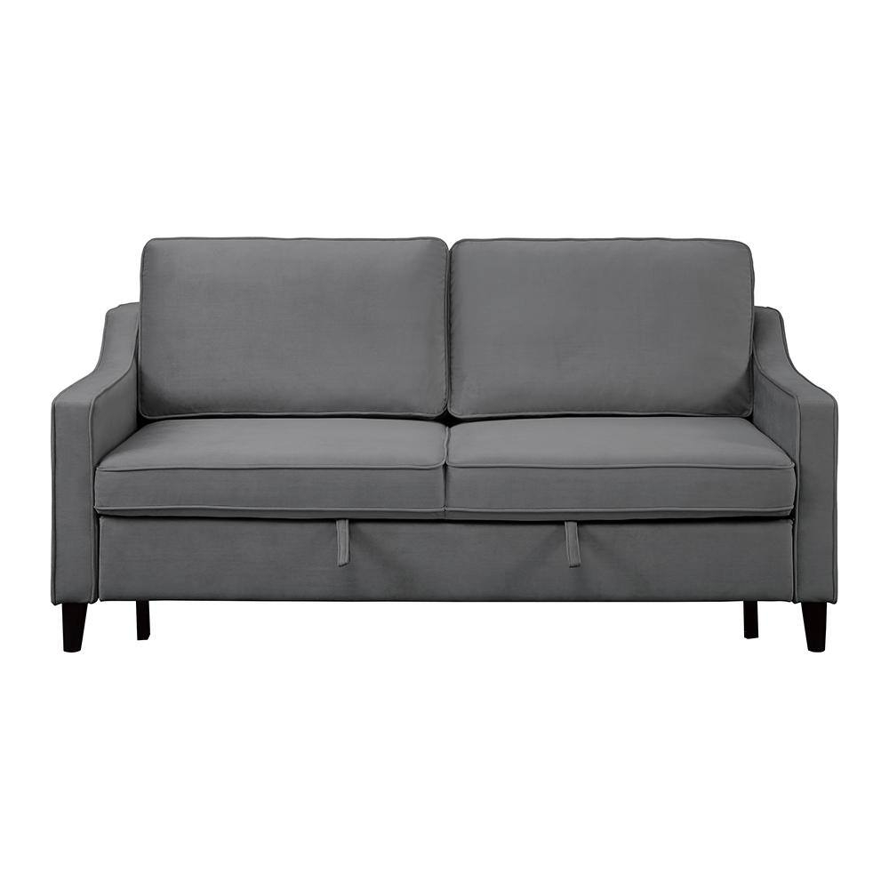 Lexicon Adelia Velvet Convertible Studio Sofa with Pull-Out Bed in Dark Gray