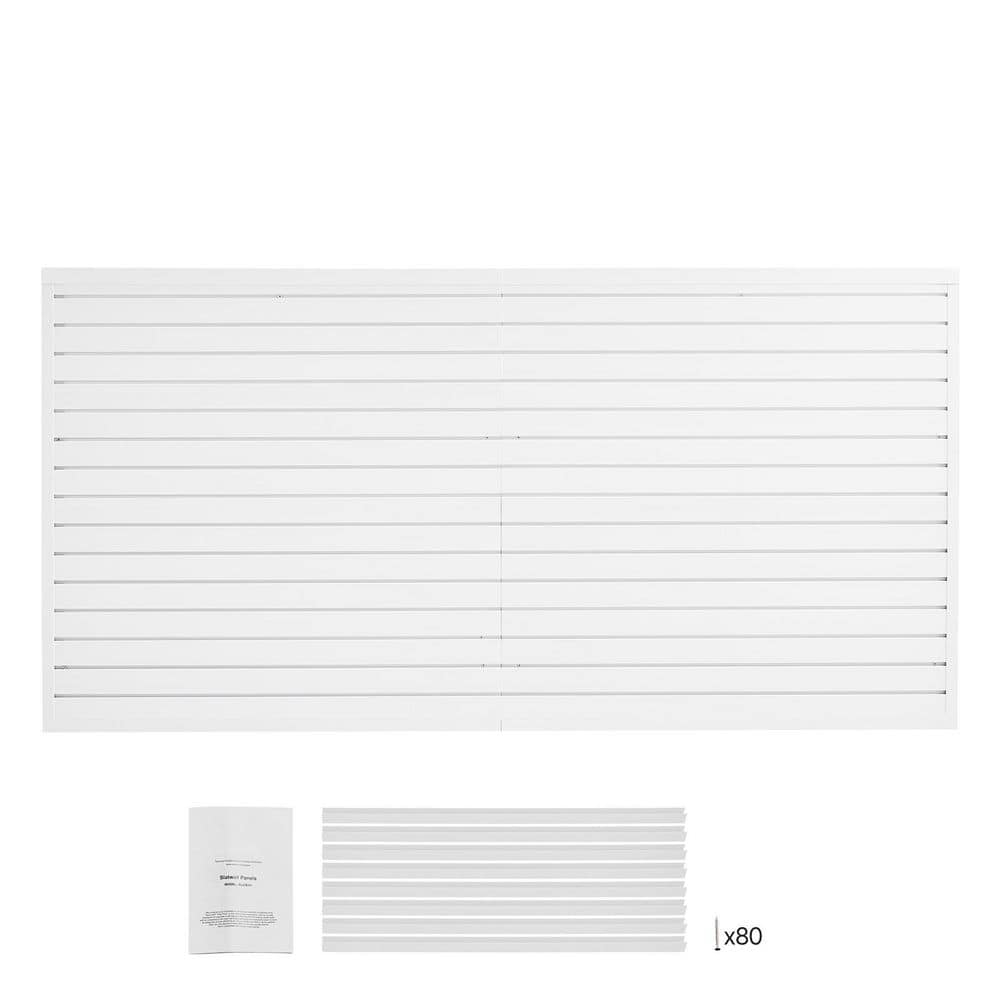 VEVOR Slat Wall Paneling, 8 x 4 ft, PVC Garage Slatwall without Accessories, White Slat Wall Easy-to-Install Adjustable Slatwall Panel with Coupling Structure & DIY Cutting, Fits for Storage & Display