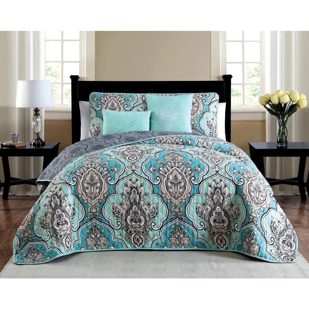 Avondale Manor Odette Traditional Damask Quilt Set