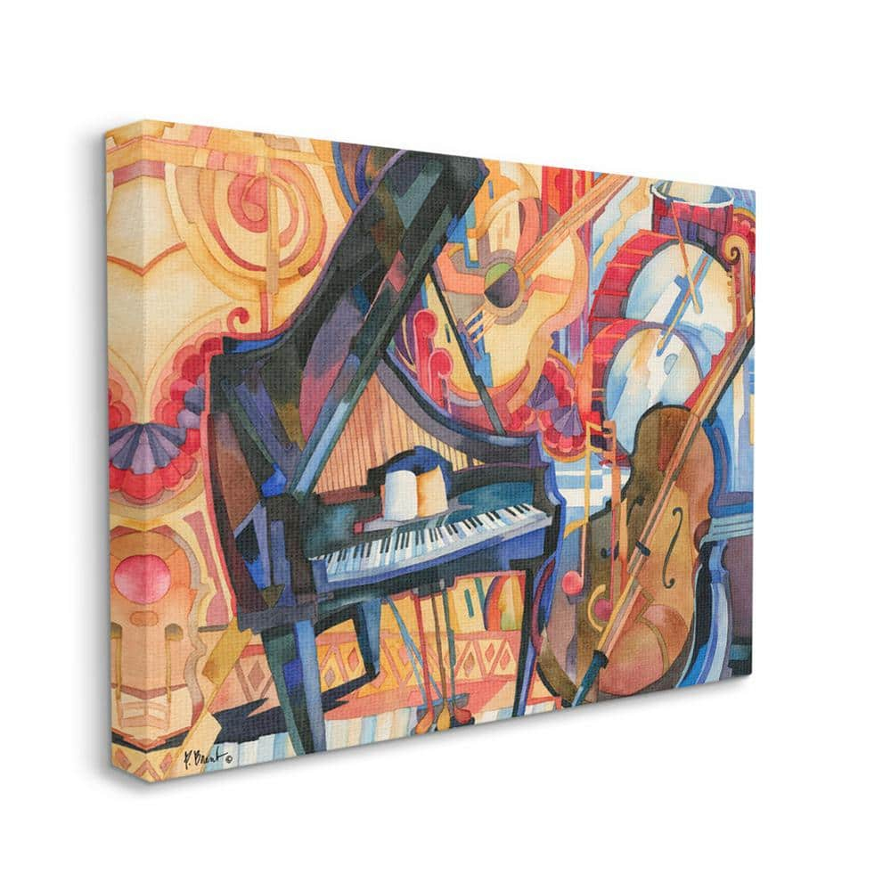 Stupell Industries Big City Music Piano Cubism Painting Gallery Wrapped Canvas Print Wall Art, Design by Paul Brent